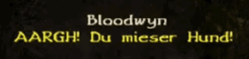 a black background with yellow text that says bloodwyn