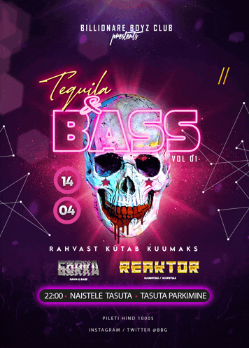 a poster for tequila and bass vol 01