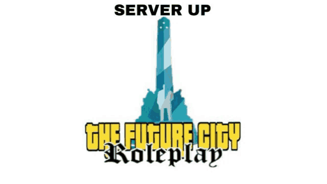 a logo for the future city roleplay has a lighthouse on it