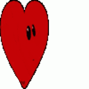 a red heart with a smiling face and arms