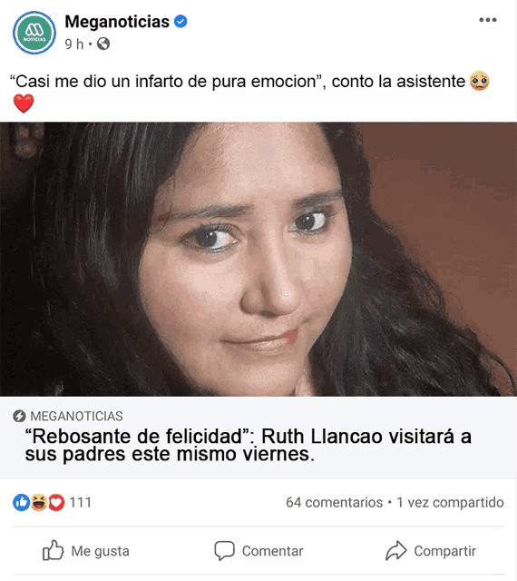 a facebook post from meganoticias shows a woman with dark hair