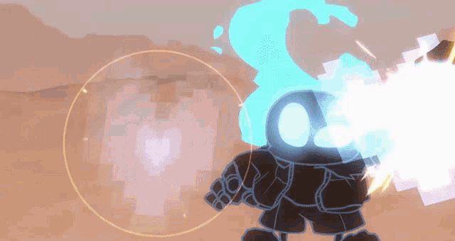 a cartoon character with a blue flame coming out of his mouth
