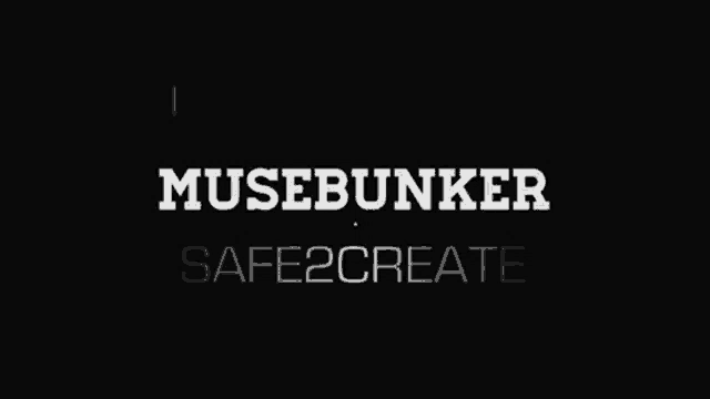 a black background with the words musebunker safe2create