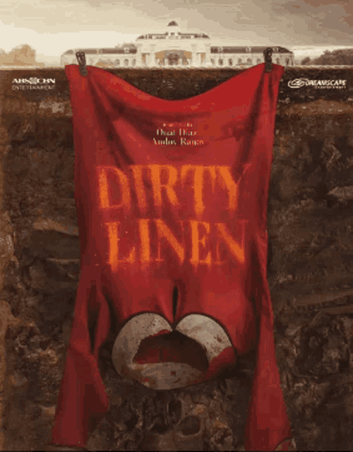 a poster for dirty linen shows a man with a mustache on it