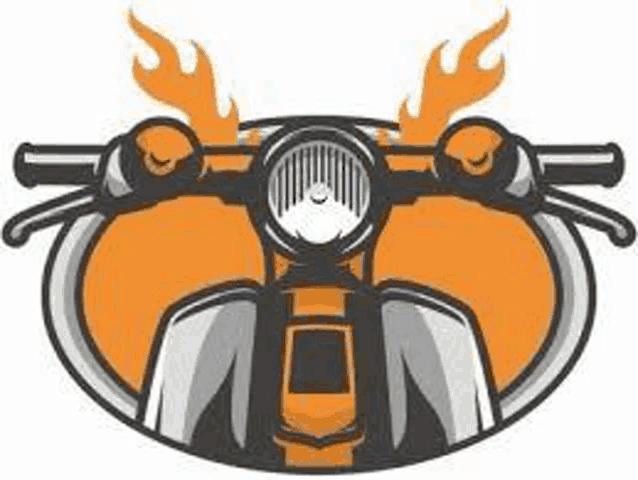 a motorcycle with flames coming out of the handlebars