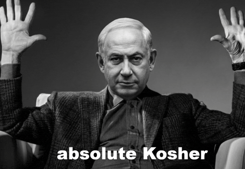 a black and white photo of a man with the words absolute kosher written below him