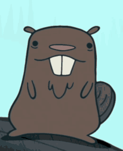 a cartoon drawing of a beaver with the letter u visible