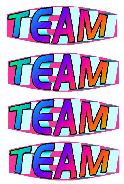 the word team is written in different colors and sizes