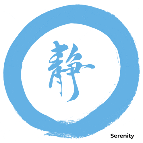 a blue circle with the word serenity in the bottom right corner