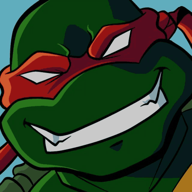 a cartoon of a teenage mutant ninja turtle with a big smile on his face