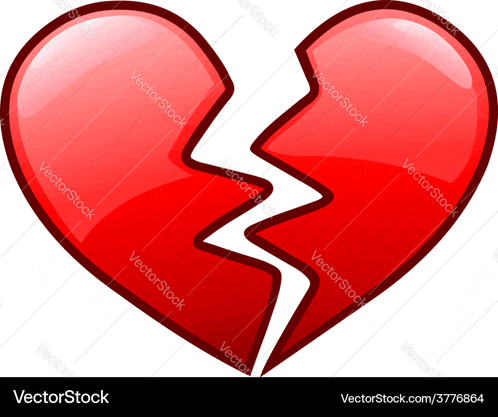 a cartoon illustration of a broken heart with a lightning bolt coming out of it