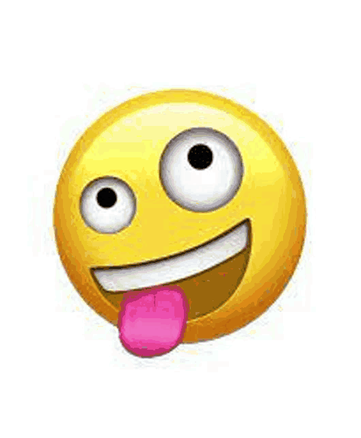 a yellow smiley face with a pink tongue sticking out of it .