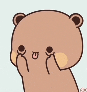 a cartoon bear is covering its eyes with its paws .