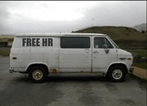 a white van with the words free hr written on the side