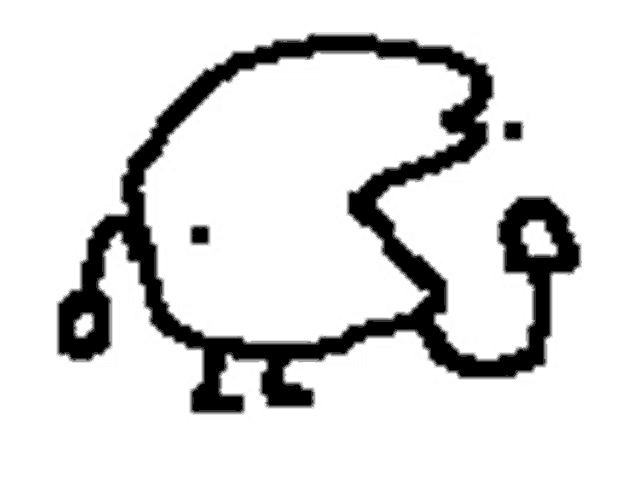 a black and white drawing of a sheep with a leash on its back .