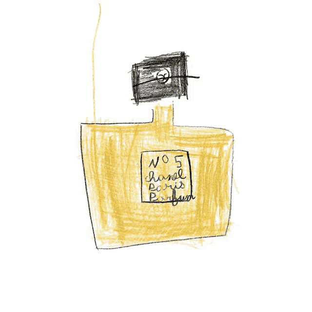 a child 's drawing of a bottle of chanel no 5 perfume