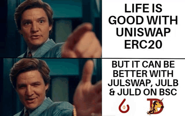 a man giving a thumbs up with the words life is good with uniswap erc20 on the bottom