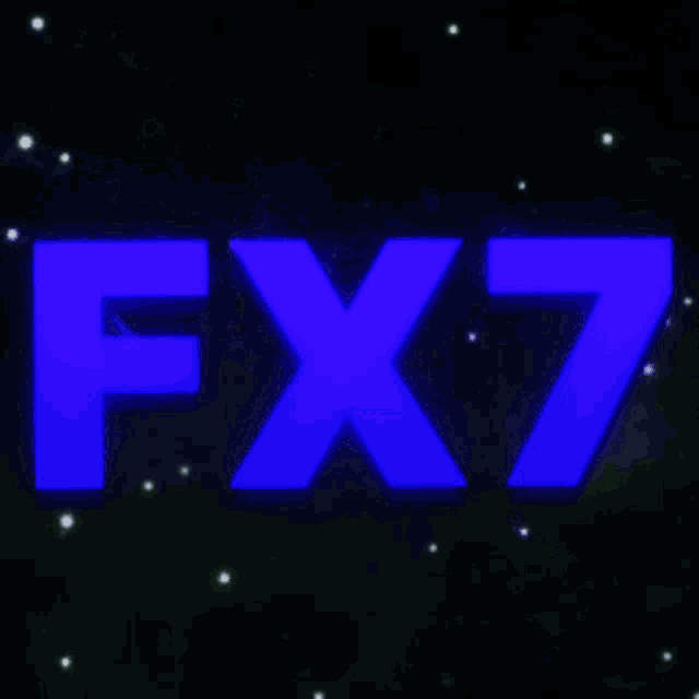 a blue fx7 logo against a black background