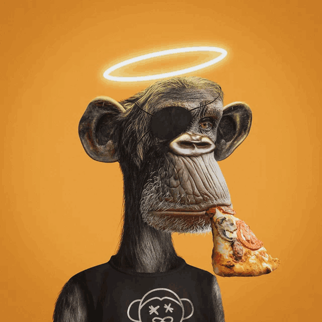 a monkey wearing a black shirt with a monkey face on it