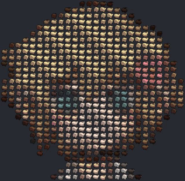 a circle of dots with different shades of brown on a black background