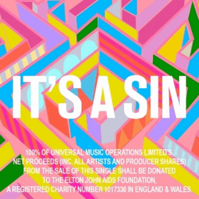 a colorful poster with the words it 's a sin on it