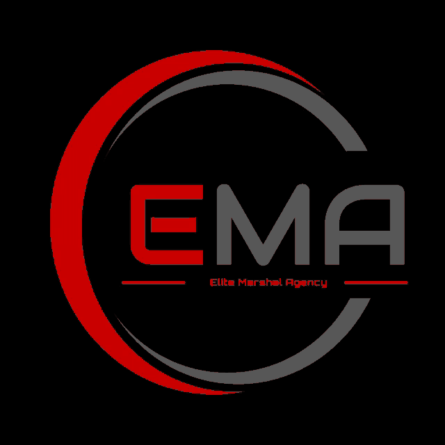 a logo for elite marshal agency with a red circle