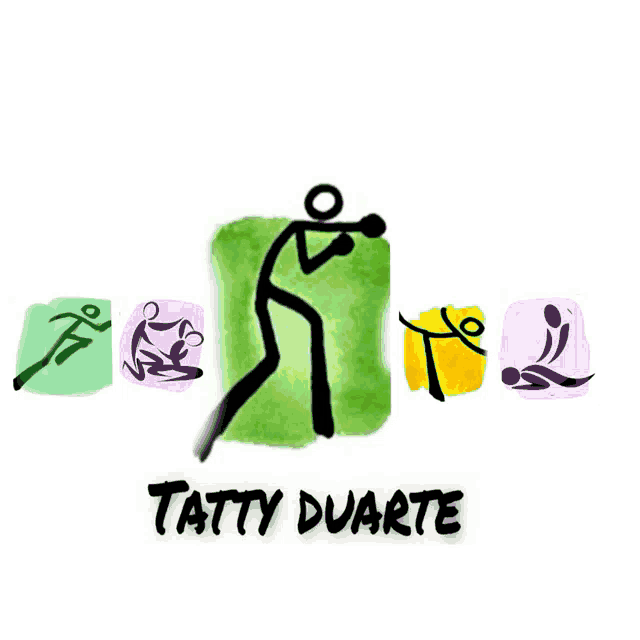 a logo for tatty duarte shows a stick figure