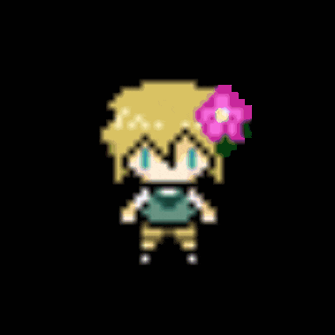 a pixel art of a girl with a flower in her hair .