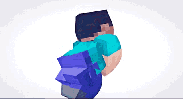 a minecraft character with blue pants and a blue shirt