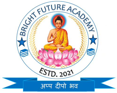 a logo for bright future academy with a buddha on a lotus flower