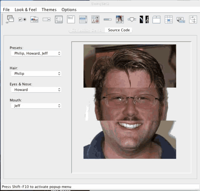 a computer screen with a picture of a man with a mustache and glasses