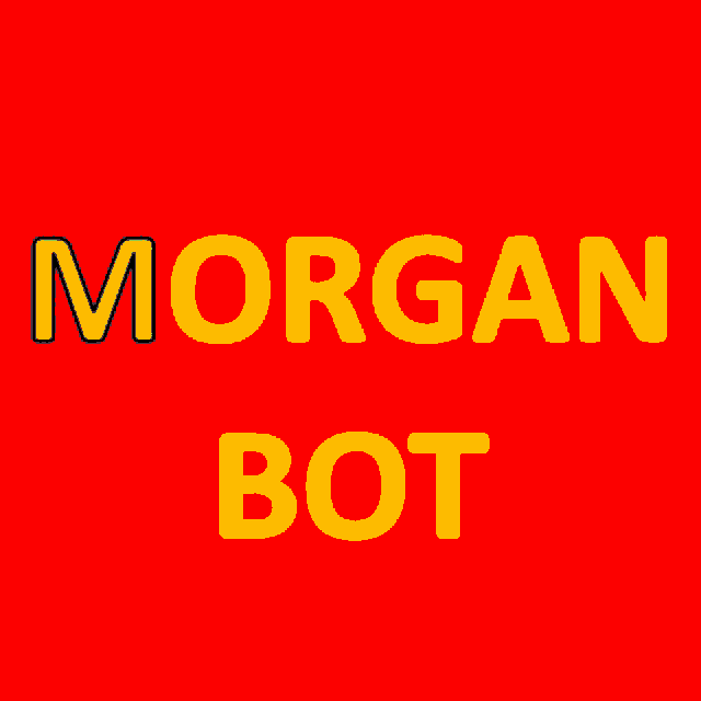 a blue background with the words morgan bot written in orange