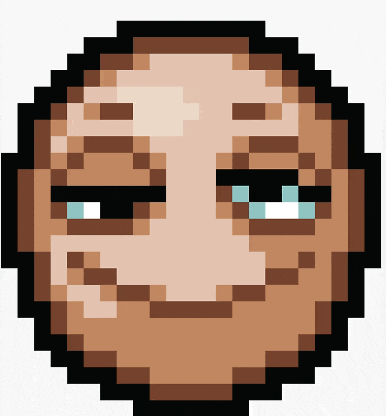 a pixel art drawing of a man 's face with a sad look on his face