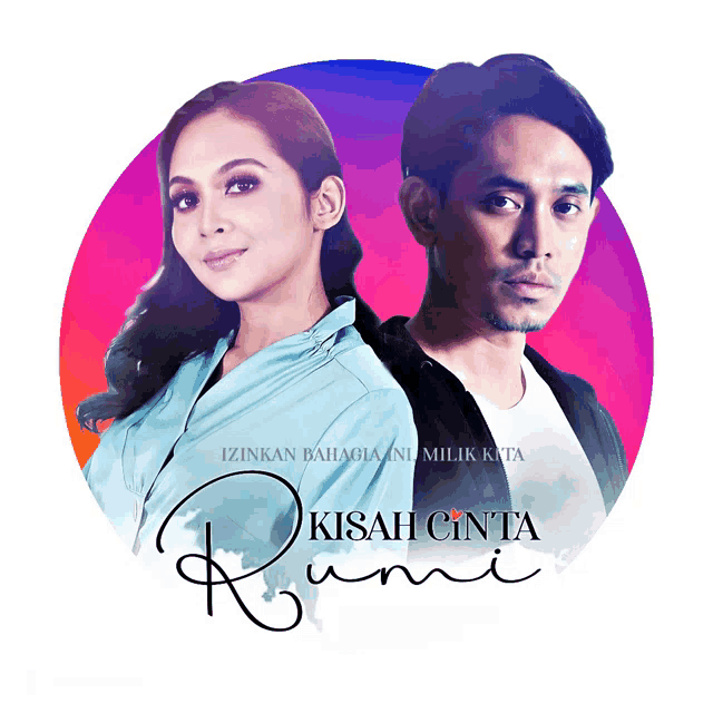 a poster for kisah cinta runni shows a man and a woman standing next to each other