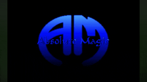 a logo for absolute magic is displayed on a dark background