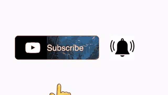 a subscribe button next to a bell and a hand