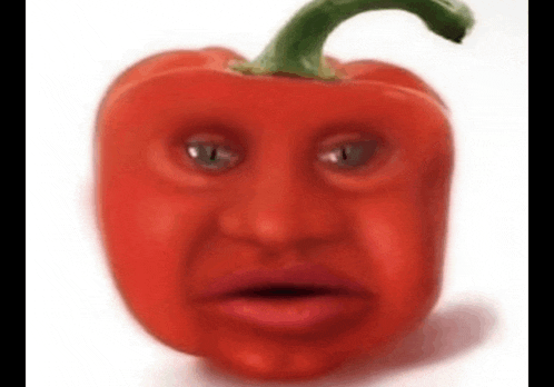 a red pepper with a human face on it