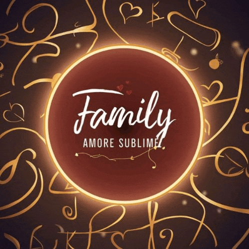 a red circle with the word family amore sublime on it