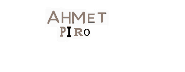 a white background with the name ahmet piro written in brown letters