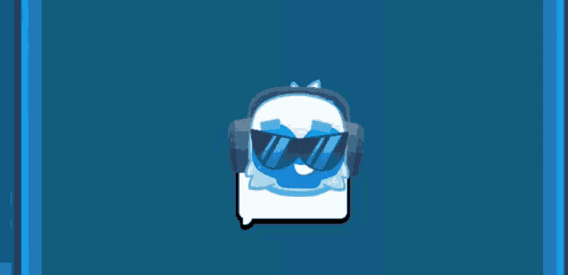 a cartoon character wearing sunglasses and headphones with a speech bubble
