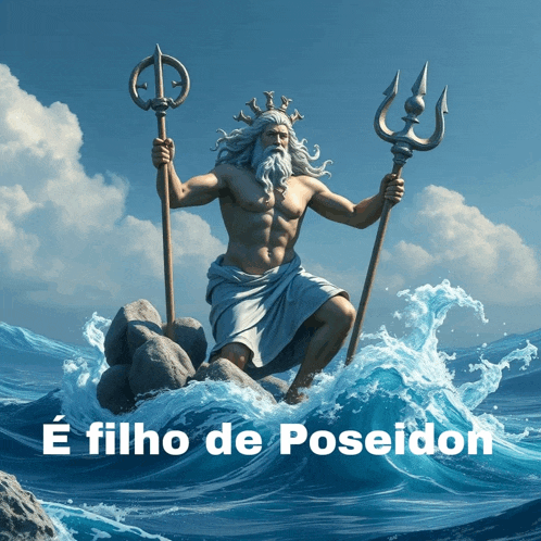 a statue of poseidon holding a trident in the water