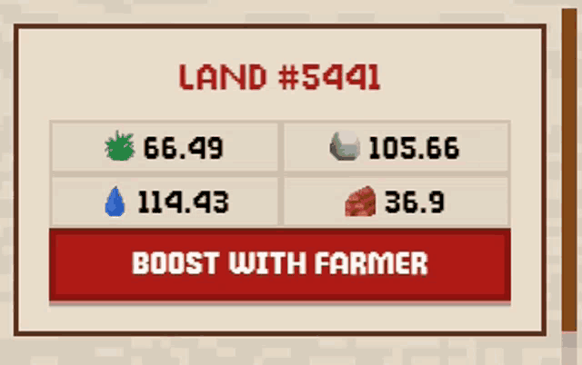 a screenshot of a game showing a boost with farmer button