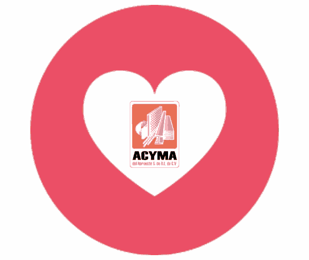 a logo for acyma in the shape of a heart on a white background