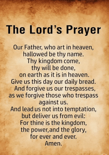 the lord 's prayer is on a piece of paper