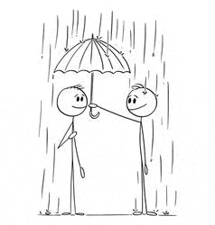 a stick figure is holding an umbrella for another stick figure .