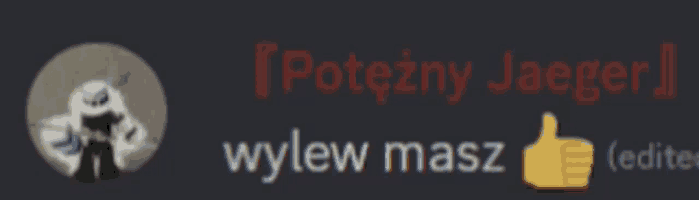 a blurred image of a robot with the words " potezny jaeger wylew masz "