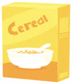 a box of cereal with a bowl of cereal and a spoon in it .