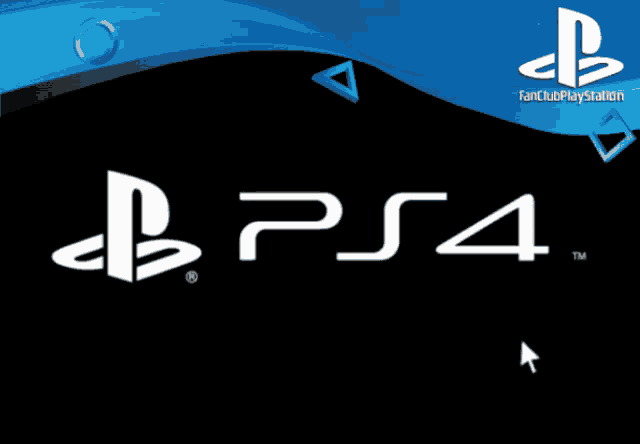 a ps5 logo on a black background with blue triangles