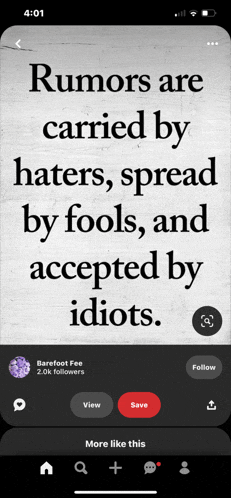 rumors are carried by haters , spread by fools and accepted by idiots