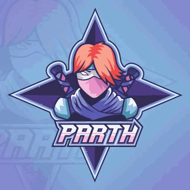 a logo for parth shows a ninja with red hair